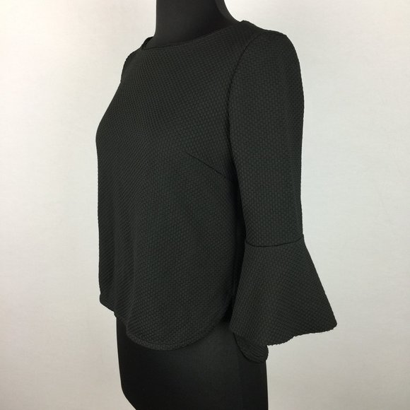 Zara W&B S Textured Blouse Top 3/4 Bell Sleeves - Picture 5 of 10